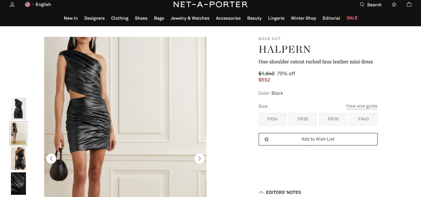 The Halpern one-shoulder faux leather dress. (net-a-porter.com)