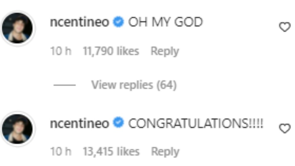 Noah Centineo congratulates Lana Condor.&nbsp;