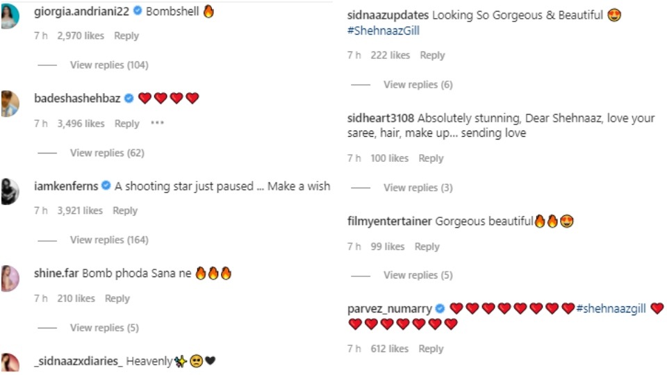 Comments on Shehnaaz Gill's post. Comments on Shehnaaz Gill's post. 