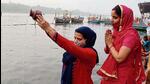 Devotees offering prayers at Vishram Ghat on the banks of the Yamuna in Mathura, a key city in the Braj region of western Uttar Pradesh. (HT FILE PHOTO)