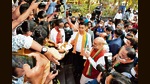Union Home Minister Amit Shah with Goa Chief Minister Pramod Sawant during door-to-door campaign for the upcoming Goa Assembly Election, in Sanvordem on Sunday. (ANI) Union Home Minister Amit Shah with Goa Chief Minister Pramod Sawant during door-to-door campaign for the upcoming Goa Assembly Election, in Sanvordem on Sunday. (ANI)