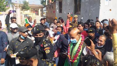 Defence minister Rajnath Singh in Kasganj on Sunday. (HT PHOTO) Defence minister Rajnath Singh in Kasganj on Sunday. (HT PHOTO)