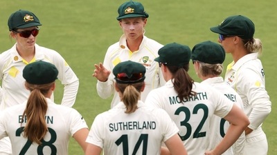 Australia women in action during the one-off women's Ashes Test (Twitter/ICC)