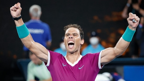 Spain's Rafael Nadal celebrates winning the final against Russia's Daniil Medvedev.(REUTERS)