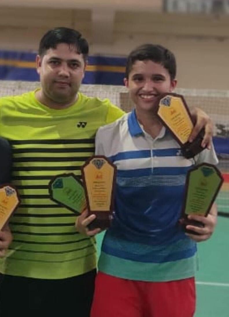 Unnati Hooda with her coach Parvesh Kumar