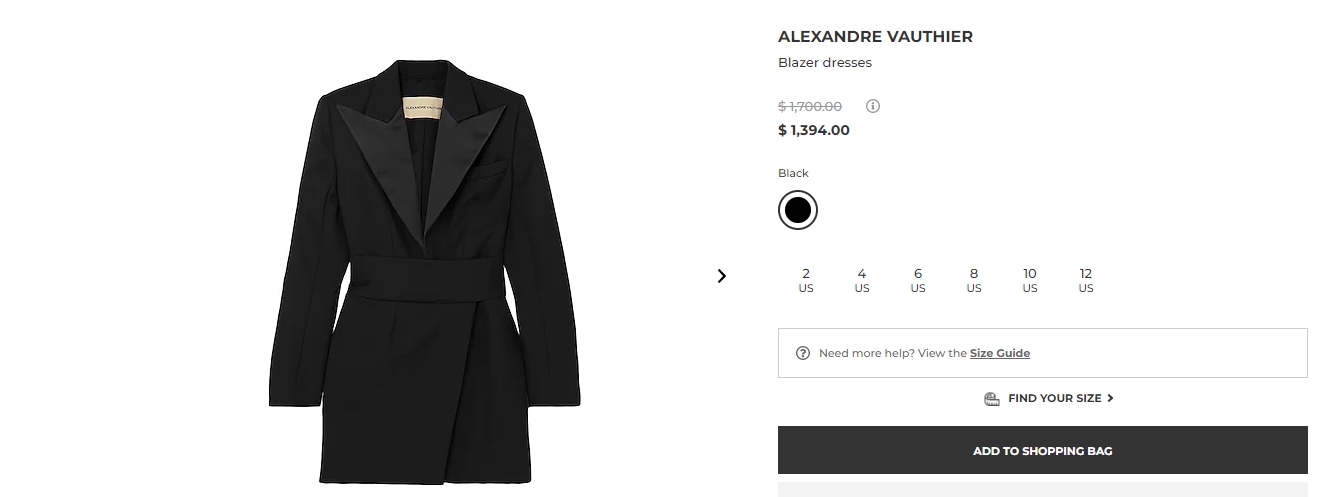 The Alexandre Vauthier blazer mini dress.&nbsp; (yoox.com)