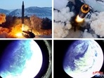 Pictures reportedly taken from outer space with a camera at the warhead of Hwasong-12 "intermediate and long-range ballistic missile"..