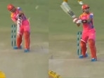 Rahmanullah Gurbaz pulls off the helicopter shot