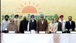 Former diplomat KC Singh along with party members at the launch function of Sunehra Punjab Party, in Chandigarh on Monday. He offered support to leaders of farm bodies who are contesting the Punjab assembly polls. (ANI)