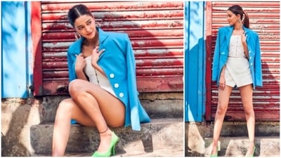 The young and dynamic Ananya Panday is uber excited for the release of her upcoming film Gehraiyaan which also stars Siddhant Chaturvedi and Deepika Padukone. The film is all set to hit the OTT platform Amazon Prime on February 11. As the release date is just around the corner, the actor has pulled up her socks and is leaving no stone unturned in promoting her film. For a recent promotional event, the Pati Patni Aur Woh actor decided to play it cool yet bold and trendy in a beige strapless corset and a mini skirt which she teamed with a vibrant blue blazer. (Instagram/@ananyapanday) The young and dynamic Ananya Panday is uber excited for the release of her upcoming film Gehraiyaan which also stars Siddhant Chaturvedi and Deepika Padukone. The film is all set to hit the OTT platform Amazon Prime on February 11. As the release date is just around the corner, the actor has pulled up her socks and is leaving no stone unturned in promoting her film. For a recent promotional event, the Pati Patni Aur Woh actor decided to play it cool yet bold and trendy in a beige strapless corset and a mini skirt which she teamed with a vibrant blue blazer. (Instagram/@ananyapanday)