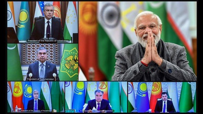 Prime Minister Narendra Modi at the first meeting of India Central Asia Summit, through video conferencing, in New Delhi, January 27, 2022 (PTI) Prime Minister Narendra Modi at the first meeting of India Central Asia Summit, through video conferencing, in New Delhi, January 27, 2022 (PTI)