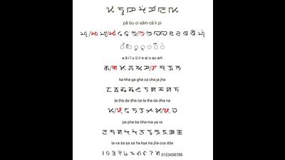 The digital fonts of Pabuchi, a minority script. (HT Photo)