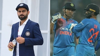 Virat Kohli; Dinesh Karthik with MS Dhoni