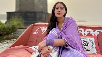 Sara Ali Khan is currently busy with the shooting of her next film in Madhya Pradesh with Vicky Kaushal. The actor on January 23 took to her Instagram handle to share pictures of herself spending some alone time by the Narmada River. (Instagram/@saraalikhan) Sara Ali Khan is currently busy with the shooting of her next film in Madhya Pradesh with Vicky Kaushal. The actor on January 23 took to her Instagram handle to share pictures of herself spending some alone time by the Narmada River. (Instagram/@saraalikhan)