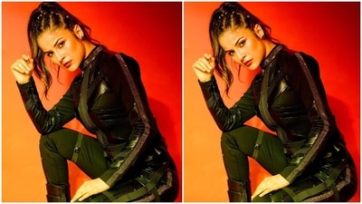 Shehnaaz wore the top with skinny-fit black pants featuring the same faux leather and silver embellished bands. The star wore a harness with the ensemble and served fierce boss lady vibes. (Instagram/@shehnaazgill)