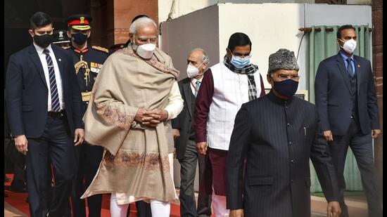 President Ram Nath Kovind and Prime Minister Narendra Modi at Parliament House on the first day of the Budget Session. (PTI) President Ram Nath Kovind and Prime Minister Narendra Modi at Parliament House on the first day of the Budget Session. (PTI)