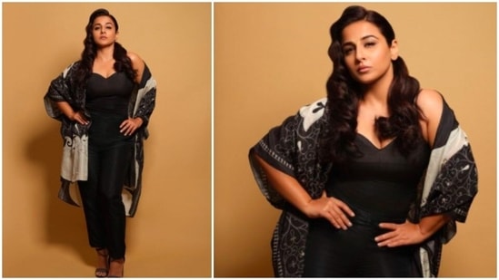 Vidya Balan loves experimenting with her looks. Other than sarees and fancy ethnic wears, the actor has also been spotted wearing stylish gowns and pantsuits on several occasions. In her recent Instagram stills, the Kahaani actor ditched her signature look for an all-black bold chic look.(Instagram/@balanvidya)