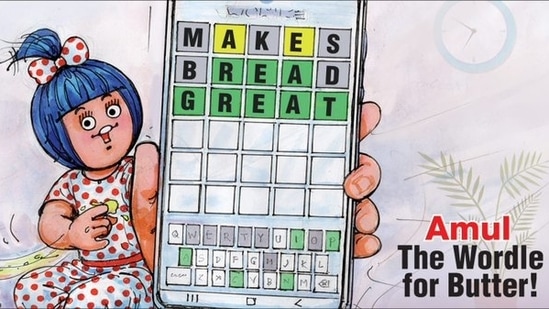 The Wordle-related picture by Amul on Twitter prompted people to share different replies.(Twitter/@Amul_Coop)