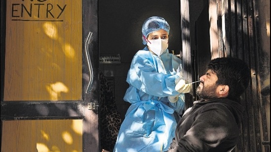 A man gets a Covid-19 test in Delhi. (Representational image)