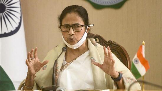 West Bengal Chief Minister Mamata Banerjee addresses a press conference at Nabanna, the state secretariat in Howrah, on Monday. (PTI PHOTO.)