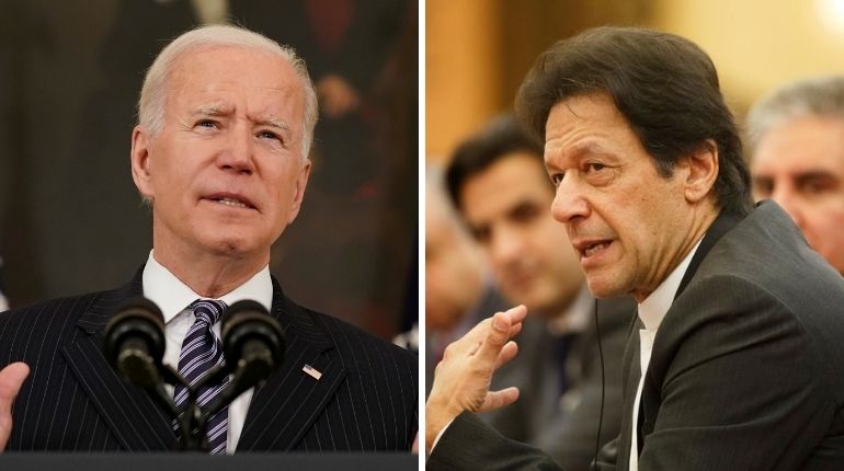 File photos of US President Joe Biden and Pakistan PM Imran Khan.