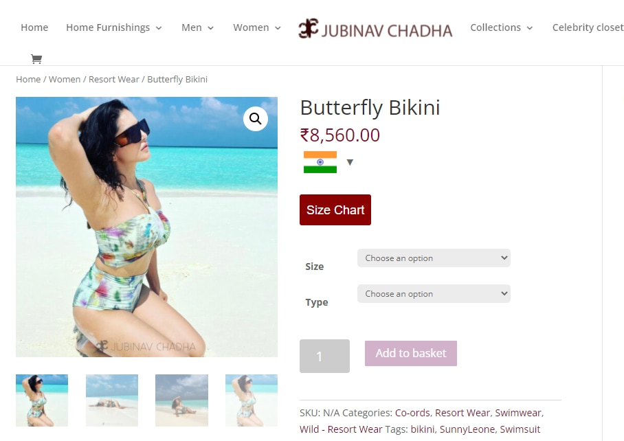 Sunny Leone's butterfly bikini from Jubinav Chadha&nbsp;(jubinavchadha.com)