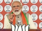 Prime Minister Narendra Modi addressing a virtual rally for the UP polls. (ANI PHOTO)