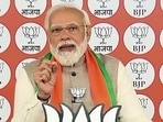 Prime Minister Narendra Modi addressing a virtual rally for election-bound UP, in New Delhi.(ANI) Prime Minister Narendra Modi addressing a virtual rally for election-bound UP, in New Delhi.(ANI)