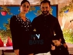 Kareena Kapoor, Saif Ali Khan and Taimur pose for a family picture.&nbsp;