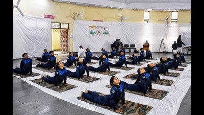 Children of 'Krida Bharti' perform 'Surya Namaskar' on the 125th birth anniversary of Netaji Subhas Chandra Bose, at Atal Navodaya Vidhyalaya, in New Delhi (ANI) Children of 'Krida Bharti' perform 'Surya Namaskar' on the 125th birth anniversary of Netaji Subhas Chandra Bose, at Atal Navodaya Vidhyalaya, in New Delhi (ANI)
