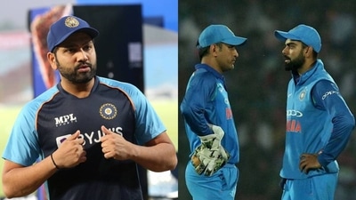 Rohit Sharma; MS Dhoni and Virat Kohli