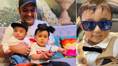 Kapil Sharma with his daughter Anayra and his son Trishaan. Kapil Sharma with his daughter Anayra and his son Trishaan.