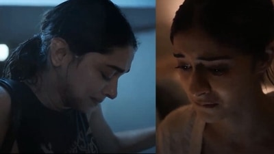 Deepika Padukone and Ananya Panday in still from Gehraiyaan title song. Deepika Padukone and Ananya Panday in still from Gehraiyaan title song. 