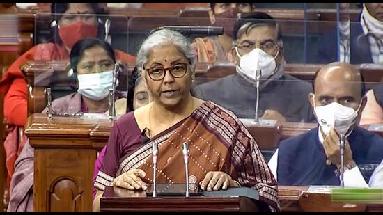 Union finance minister Nirmala Sitharaman presenting the Union Budget. (PTI)