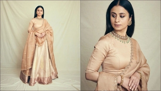 Rasika Dugal is bridesmaid fashion goals in vanilla satin silk lehenga choli | Hindustan Times