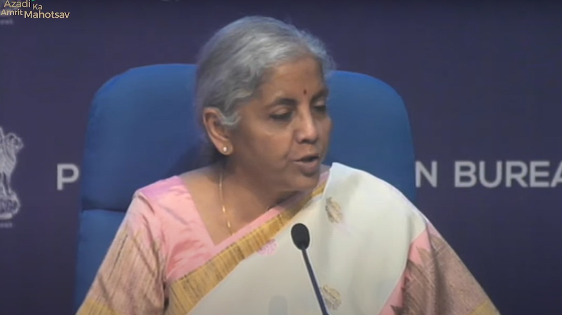 FM Nirmala Sitharaman addresses media after presenting Union Budget.&nbsp;