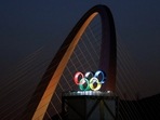 The Olympic rings are seen at the Shougang Park ahead of the Beijing 2022 Winter Olympics.&nbsp;