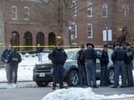 Police conduct an investigation following a shooting at Bridgewater College in Virginia on Tuesday, Feb. 1, 2022. (Daniel Lin/Daily News-Record via AP) Police conduct an investigation following a shooting at Bridgewater College in Virginia on Tuesday, Feb. 1, 2022. (Daniel Lin/Daily News-Record via AP)