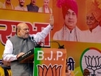 Union home minister Amit Shah addresses a public meeting ahead of the Uttar Pradesh Assembly elections, in Atrauli. (PTI Photo) Union home minister Amit Shah addresses a public meeting ahead of the Uttar Pradesh Assembly elections, in Atrauli. (PTI Photo)