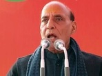 Rajnath Singh, a former UP chief minister and BJP’s star campaigner, however, pitched the Modi government as a government that cared for the farmers.(ANI file photo)