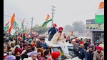Punjab Chief Minister Charanjit Singh Channi waves to his supporters during filing nomination for the upcoming state assembly election, in Chamkaur Sahib on Tuesday. (ANI)
