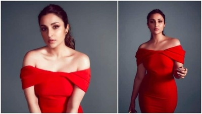 For an earlier episode, Parineeti Chopra slipped into a stunning red off-shoulder bodycon dress and flaunted her hourglass figure. (Instagram/@parineetichopra) For an earlier episode, Parineeti Chopra slipped into a stunning red off-shoulder bodycon dress and flaunted her hourglass figure. (Instagram/@parineetichopra)