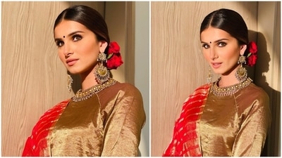Have a hard managing a saree or too afraid of tripping in front of your friends? Don't worry. You can still look elegant and stylish by picking a gorgeous salwar suit from your collection and teaming it with oxidised jewellery. You can take notes from this look of the stunning Tara Sutaria. (Instagram/@tarasutaria) Have a hard managing a saree or too afraid of tripping in front of your friends? Don't worry. You can still look elegant and stylish by picking a gorgeous salwar suit from your collection and teaming it with oxidised jewellery. You can take notes from this look of the stunning Tara Sutaria. (Instagram/@tarasutaria)