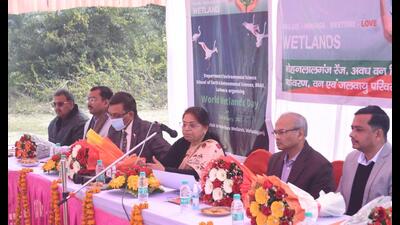 Chief guest of the programme, Mamta Sanjeev Dubey, principal chief conservator of forests and chief wildlife warden of UP, stressed on the need for conserving the wetland ecosystems at Hulas Khera and developing it as an eco-tourism spot. (Sourced)