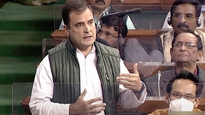 Congress MP Rahul Gandhi speaks in Lok Sabha during the Budget Session of Parliament on Wednesday. Congress MP Rahul Gandhi speaks in Lok Sabha during the Budget Session of Parliament on Wednesday. 