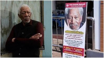 Morgan Freeman's picture was used by a Kerala hospital. Morgan Freeman's picture was used by a Kerala hospital.