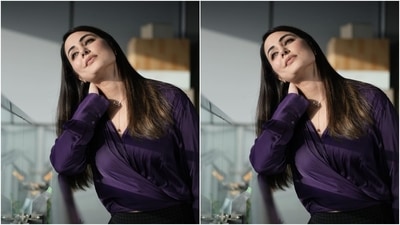 Hina flaunted her bright smile, twirled happily, flipped her hair, and posed while soaking up the sun in the beautiful balcony shoot. Additionally, she wore a chic silk satin purple blouse and black bottoms for the photoshoot. (Instagram/@realhinakhan) Hina flaunted her bright smile, twirled happily, flipped her hair, and posed while soaking up the sun in the beautiful balcony shoot. Additionally, she wore a chic silk satin purple blouse and black bottoms for the photoshoot. (Instagram/@realhinakhan)