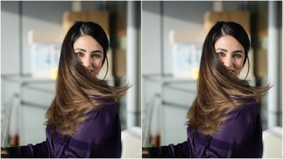 The shirt features broad collars extending into a wrap-over detail, full sleeves, a loose silhouette, and a plunging neckline. The star teamed it with black bottoms featuring a textured pattern on the waist. (Instagram/@realhinakhan) The shirt features broad collars extending into a wrap-over detail, full sleeves, a loose silhouette, and a plunging neckline. The star teamed it with black bottoms featuring a textured pattern on the waist. (Instagram/@realhinakhan)
