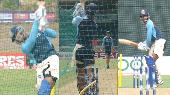 Rajvardhan Hangargekar in the nets. (Screengrabs)