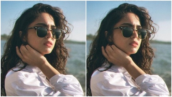 Sharvari went for a walk in the beach and posed for a photoshoot in a white shirt.(Instagram/@sharvari)